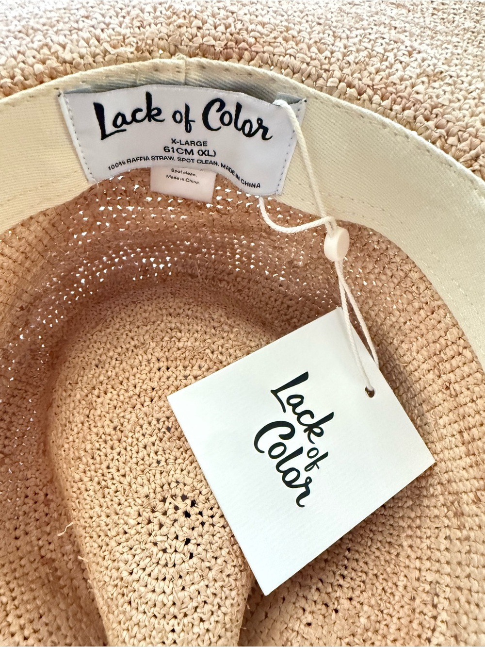 lack of color drift tan oversized wide brim fedora raffia straw sun hat size XL - Picture 7 of 7